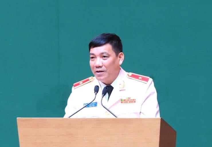 Thiếu tướng Lê Khắc Thuyết, Cục trưởng Cục Công nghệ thông tin và Cơ yếu, phát biểu tại lễ công bố thành lập đơn vị mới.