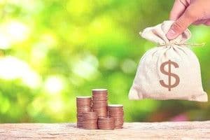 Túi tiền và các cọc tiền xu, tượng trưng cho cơ hội vàng thu hút đầu tư và phát triển kinh tế tại Phú Yên.