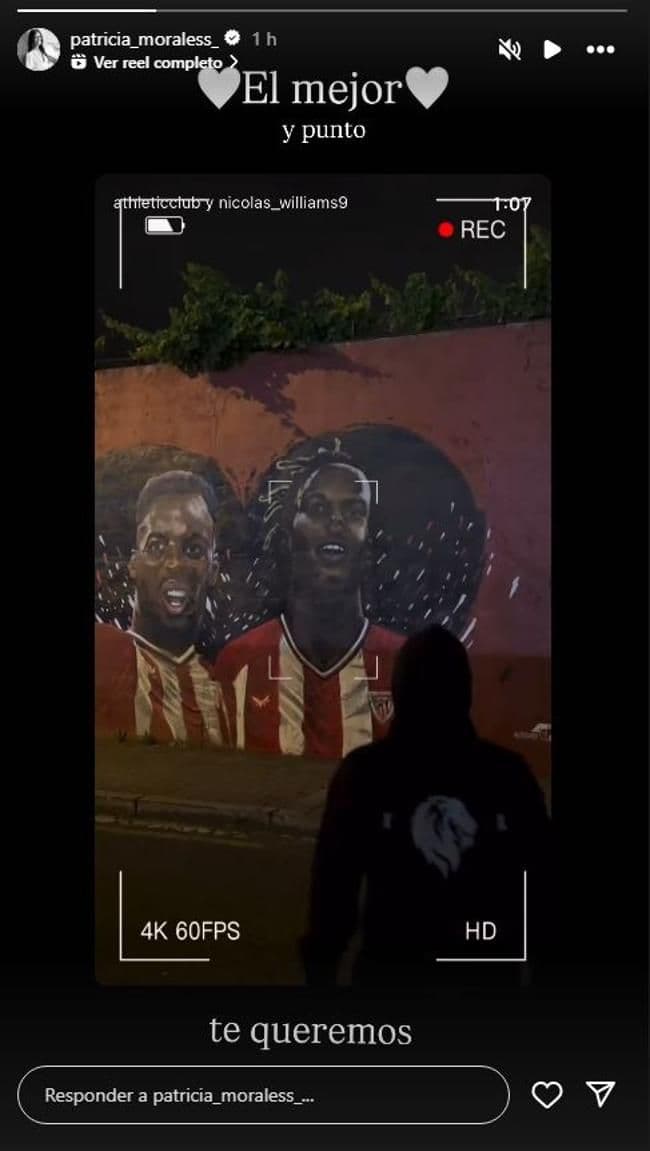 Tin nhắn của Patricia Morales, chị dâu Nico Williams, thể hiện sự ủng hộ gia đình bên cạnh bức tranh tường của anh em Williams.