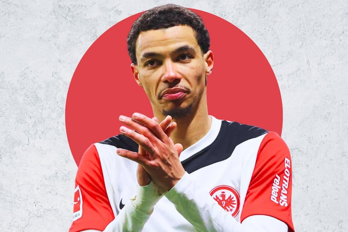 Tiền đạo Hugo Ekitike trong màu áo Frankfurt, cầu thủ được Liverpool chiêu mộ với giá kỷ lục.