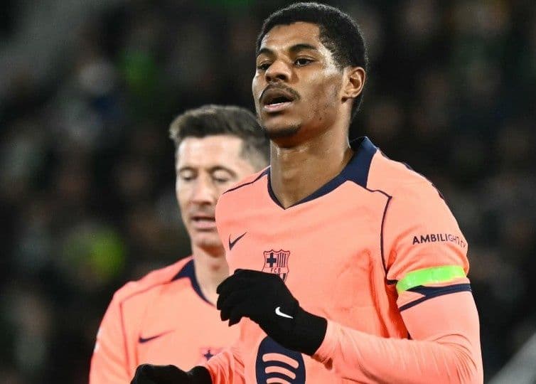 Tiền đạo Marcus Rashford của Barcelona trong trận đấu, người đã ghi bàn ấn định chiến thắng.