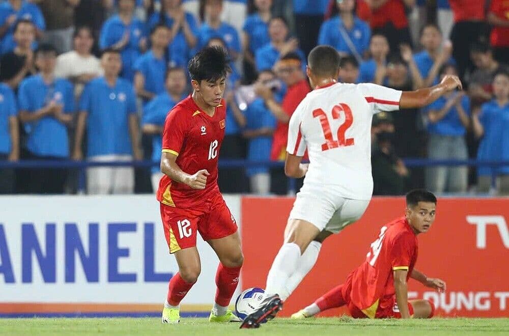 Tiền đạo Trần Gia Bảo của U20 Việt Nam trong trận đấu với U20 Palestine tại vòng loại U20 châu Á 2027.