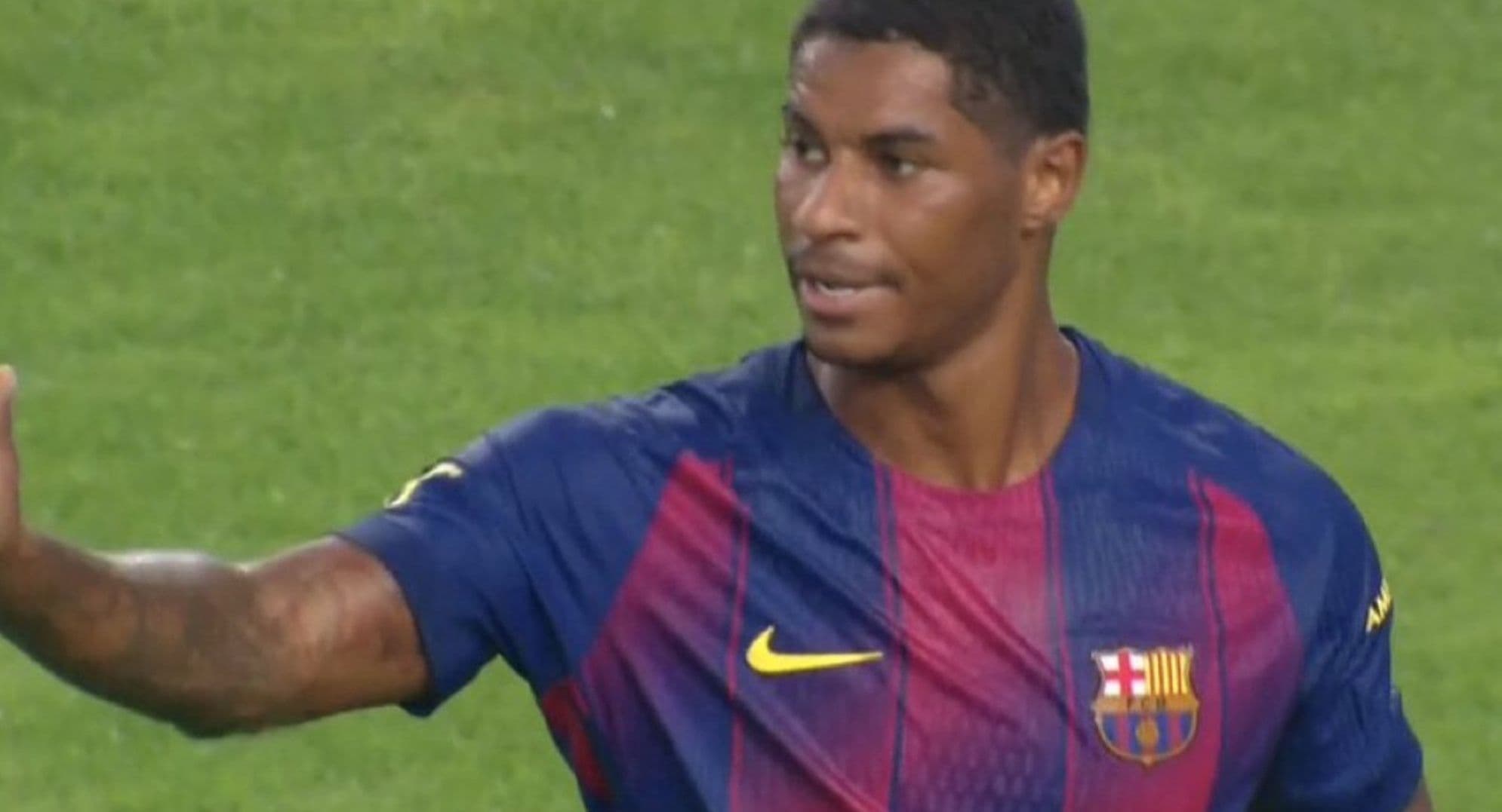 Tân binh Marcus Rashford trong màu áo Barcelona, người đã ghi bàn ấn định tỷ số 5-0 trong trận đấu với Daegu FC.