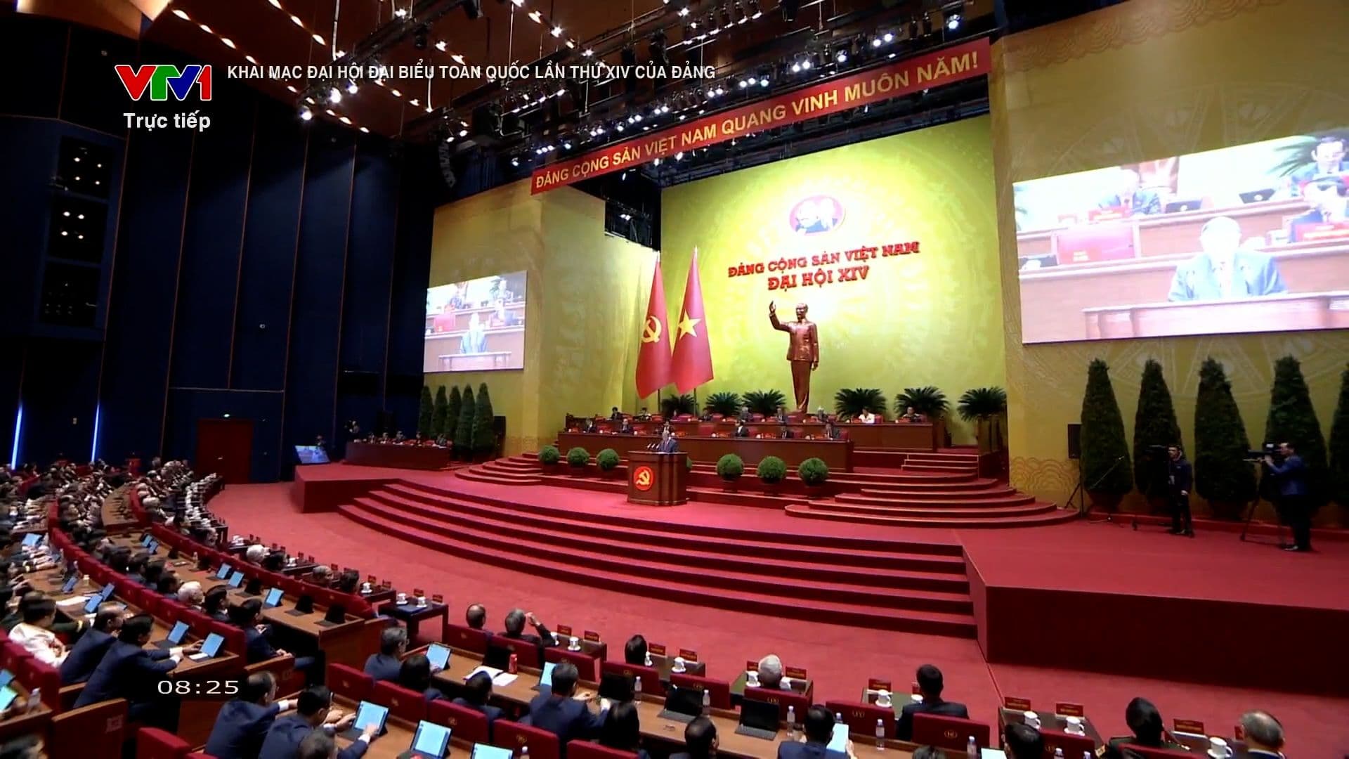 Toàn cảnh lễ khai mạc Đại hội đại biểu toàn quốc lần thứ XIV của Đảng tại Hội trường Quốc gia