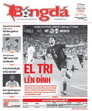 Trang bìa báo Bóng đá về chung kết Gold Cup 2025 giữa Mỹ và Mexico.