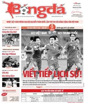 Trang bìa báo Bóng Đá với lịch thi đấu quốc tế và tin tức về trận U23 Việt Nam