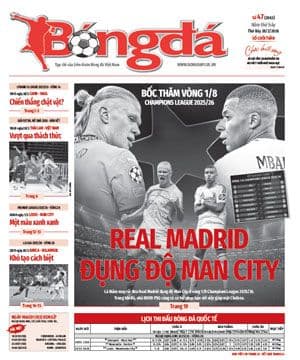 Trang bìa báo thể thao với thông tin trận đấu Barcelona gặp Villarreal