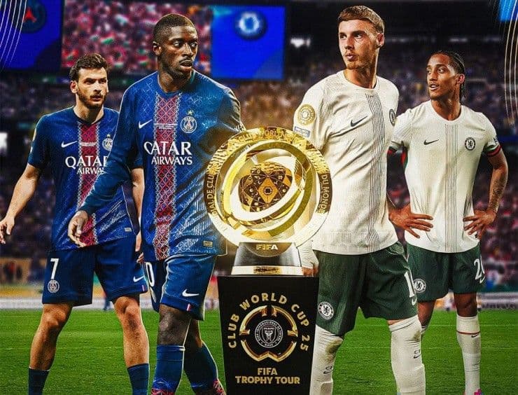 Trận chung kết FIFA Club World Cup 2025 giữa Chelsea và PSG tranh cúp vô địch.