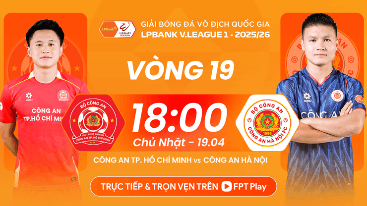 Trận đấu V-League vòng 19 giữa Công an TP.HCM và Công an Hà Nội
