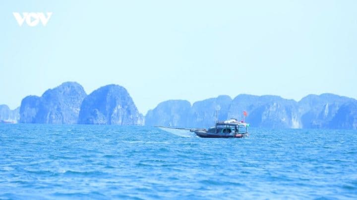 Tàu cá Việt Nam trên biển với phong cảnh thiên nhiên hùng vĩ, hướng tới tương lai bền vững
