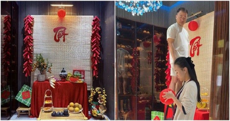 Vợ chồng Phương Oanh và Shark Bình cùng trang trí nhà cửa đón Tết, thể hiện sự gắn kết gia đình.