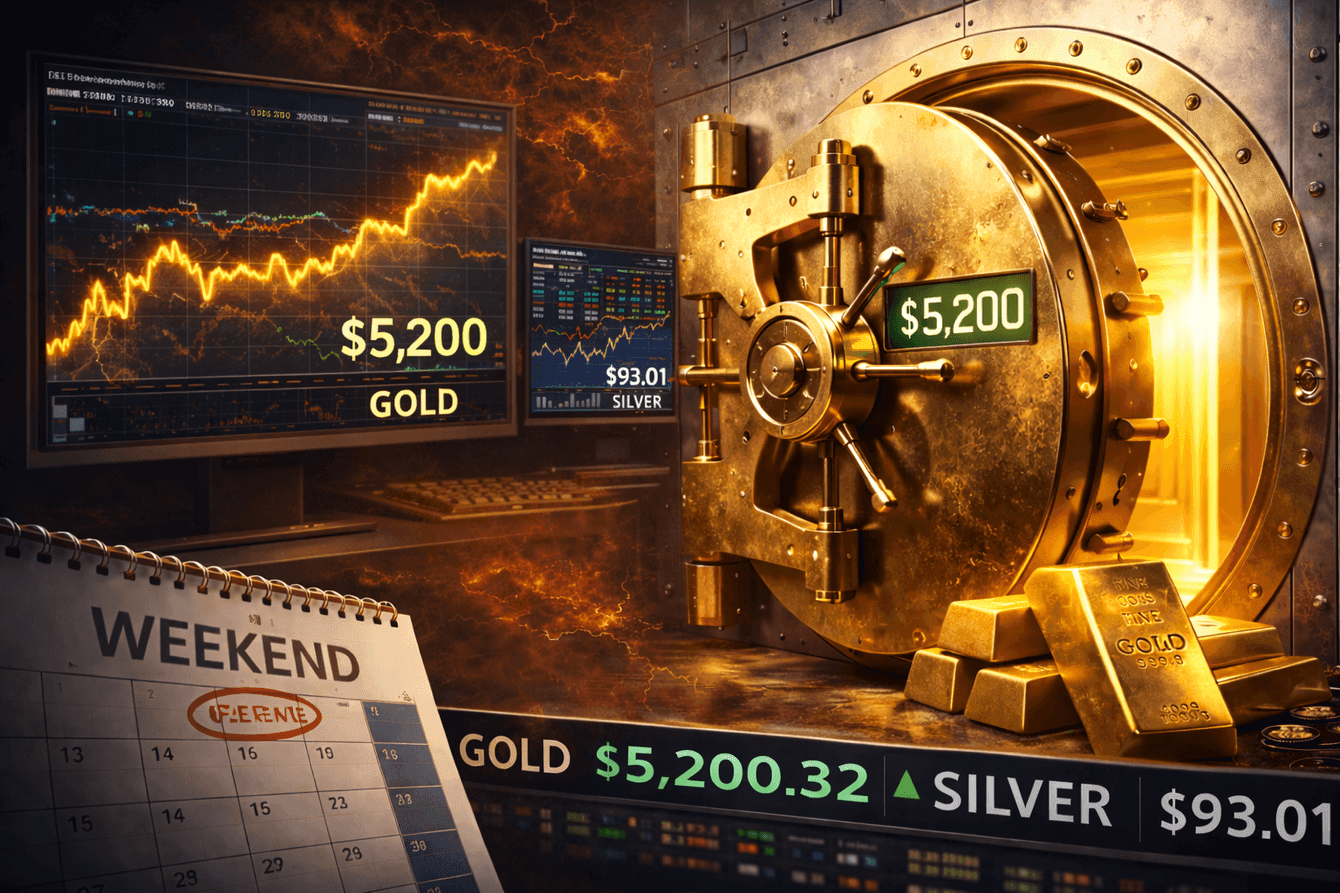 Vàng thỏi trong két sắt và biểu đồ giá vàng XAUUSD tăng trưởng, thể hiện vai trò của vàng trong nền kinh tế toàn cầu