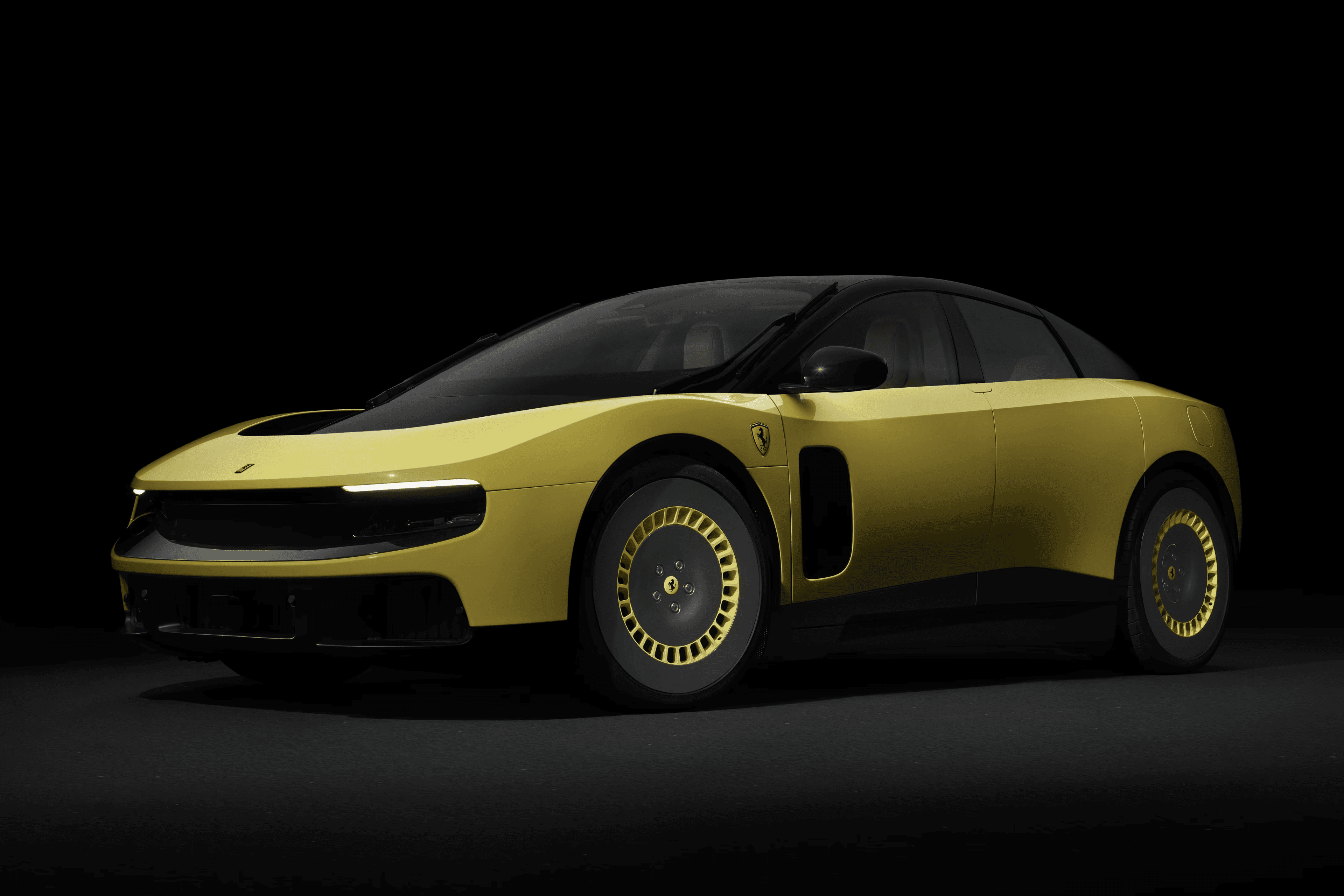 Xe điện Ferrari Luce màu vàng, biểu tượng cho tiềm năng và con đường phát triển giao thông xanh của Việt Nam